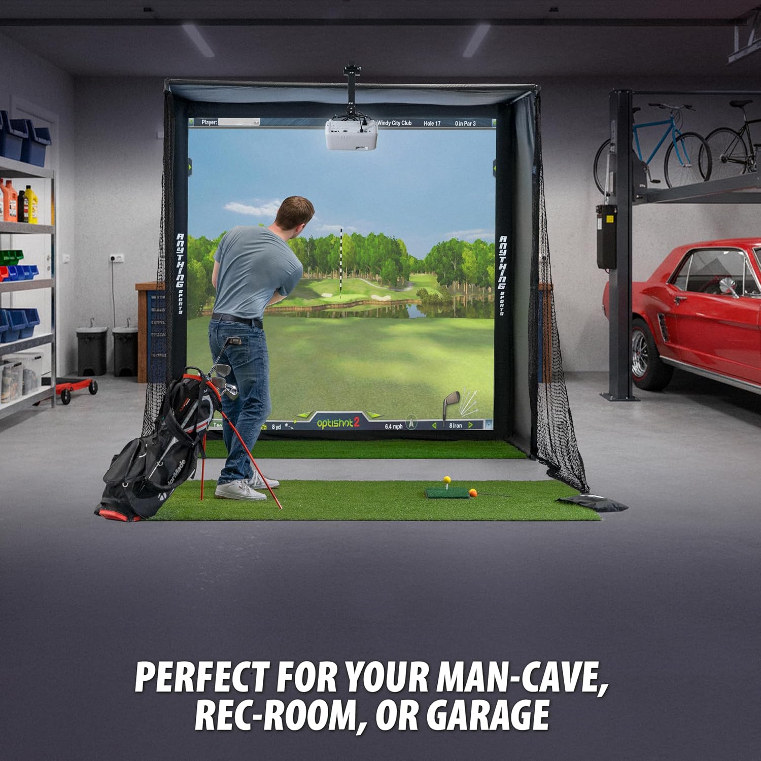 Complete Golf Simulator Enclosure Package – 4K-Ready Impact Screen with Blackout Cage